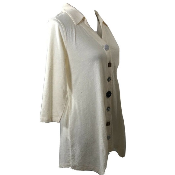 NWT Soft Surroundings XS Ivory Cotton Button Tunic Top Long Sleeve - Picture 5 of 9